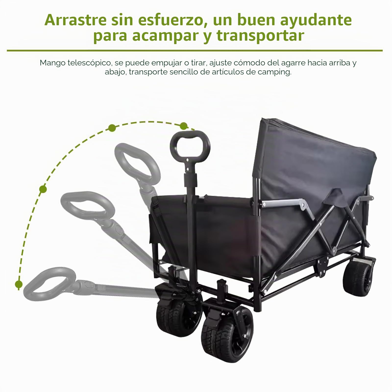 Carro Playa Plegable con Ruedas 2 en 1, Carrito de Transporte con Asiento Sofá, Carretilla de Jardín Robusta Carga 150kg, Gran Capacidad 180L, Trolley Todoterreno para Camping y Pesca