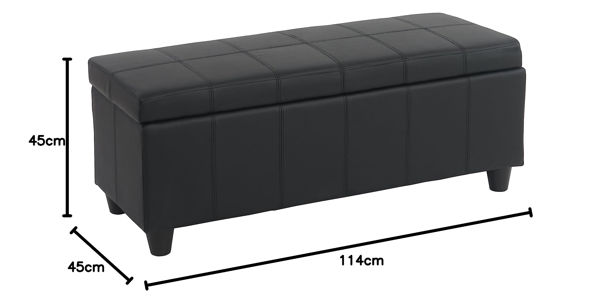 Mendler Banc/Banquette/Coffre de Rangement Kriens, 114x45x45cm, Similicuir - Noir Mat
