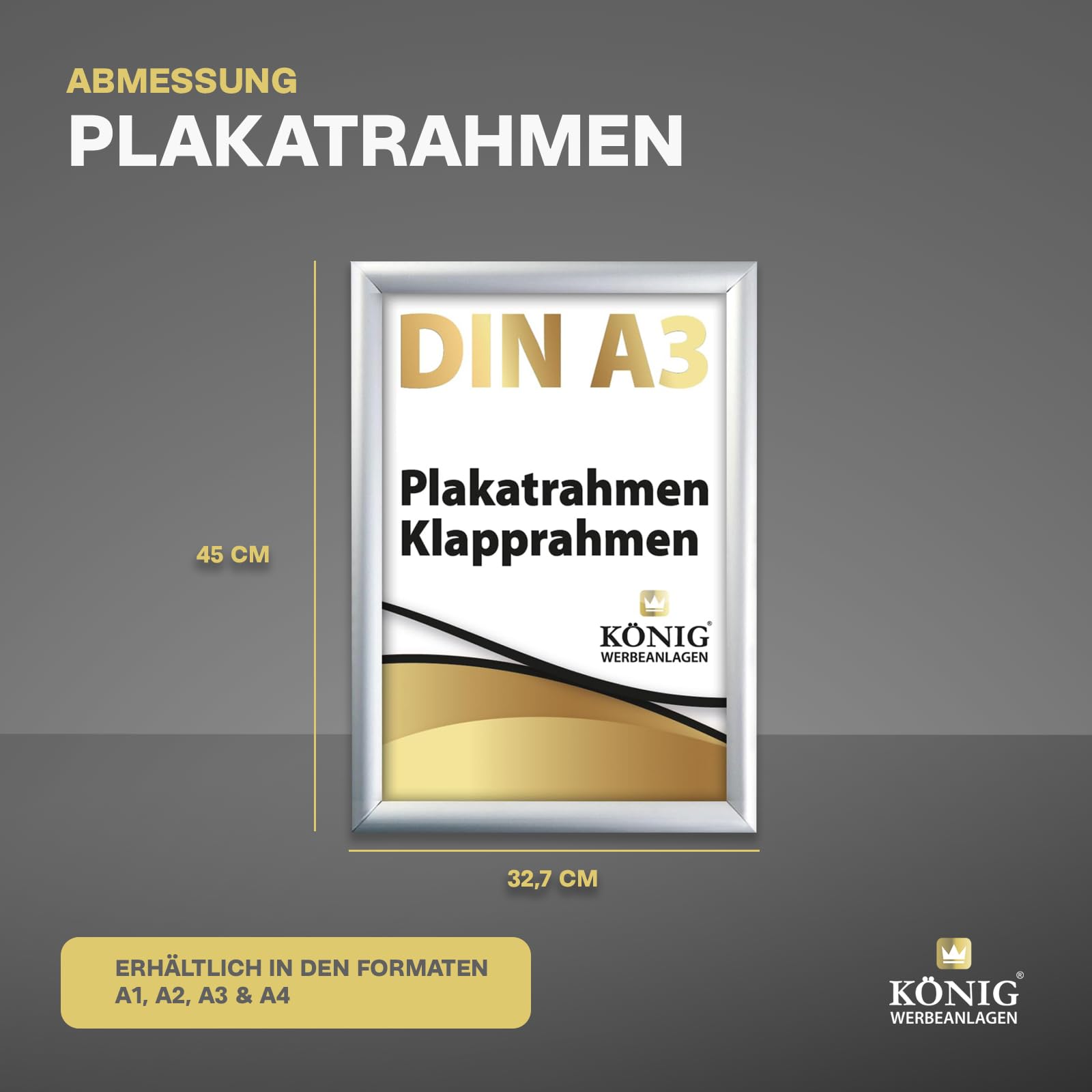 Dreifke 5 Plakatrahmen DIN A3 | 25mm Aluminium Profil, Silber | inkl. entspiegelter Schutzscheibe | Alu Klapprahmen Wechselrahmen Posterrahmen | 5er Sparpack