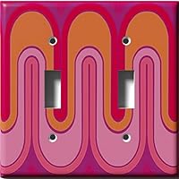 Vista 15 de Cubierta decorativa para interruptor de luz con ondas retro rojas, placa de pared de palanca individual