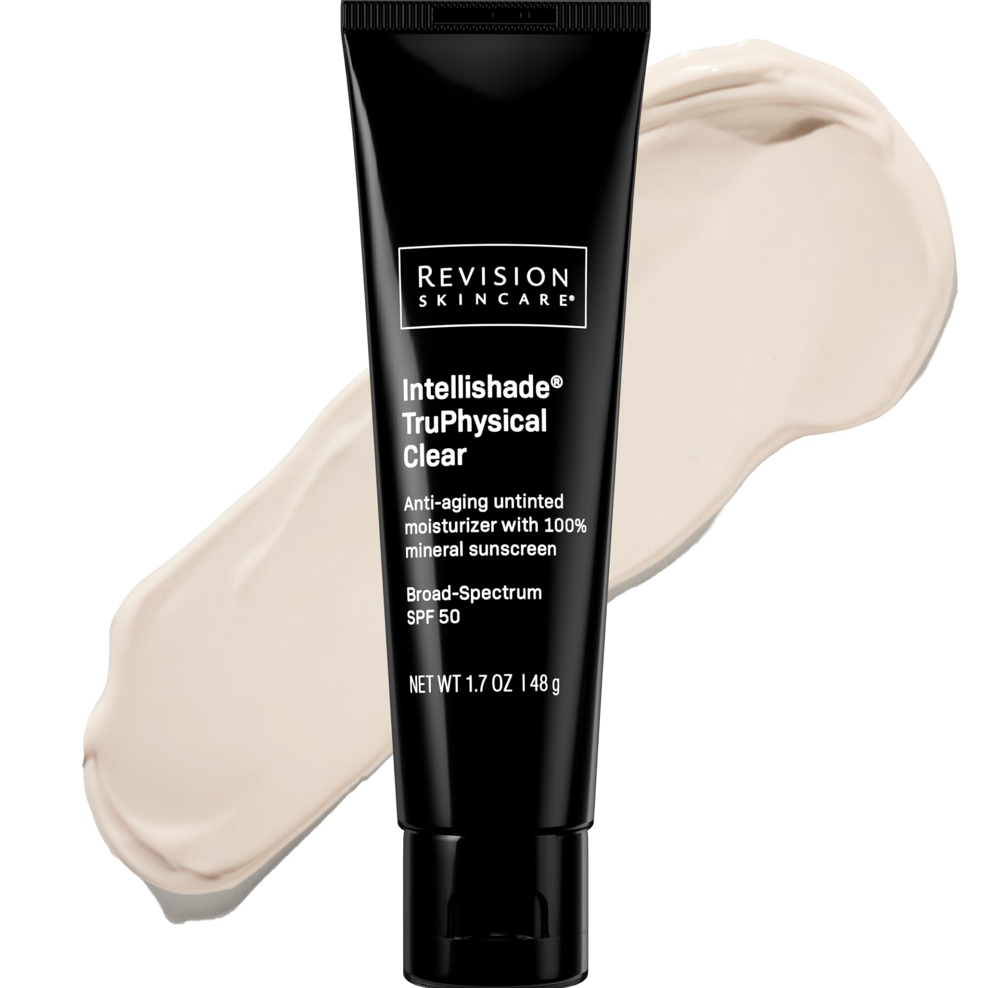 Photo 1 of Revision Skincare Intellishade TruPhysical Clear SPF 50, 100% Mineral Face Sunscreen, Oil-Free Anti-Aging Moisturizer with Vitamin C, Invisible Sunscreen for Sensitive Skin, 1.7 oz