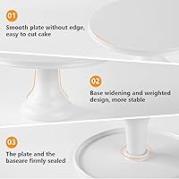 Vista 5 de Soporte redondo para tartas de 9.84 pulgadas con espátula, soporte blanco para cupcakes, fibra de bambú, platos de exhibición de postres