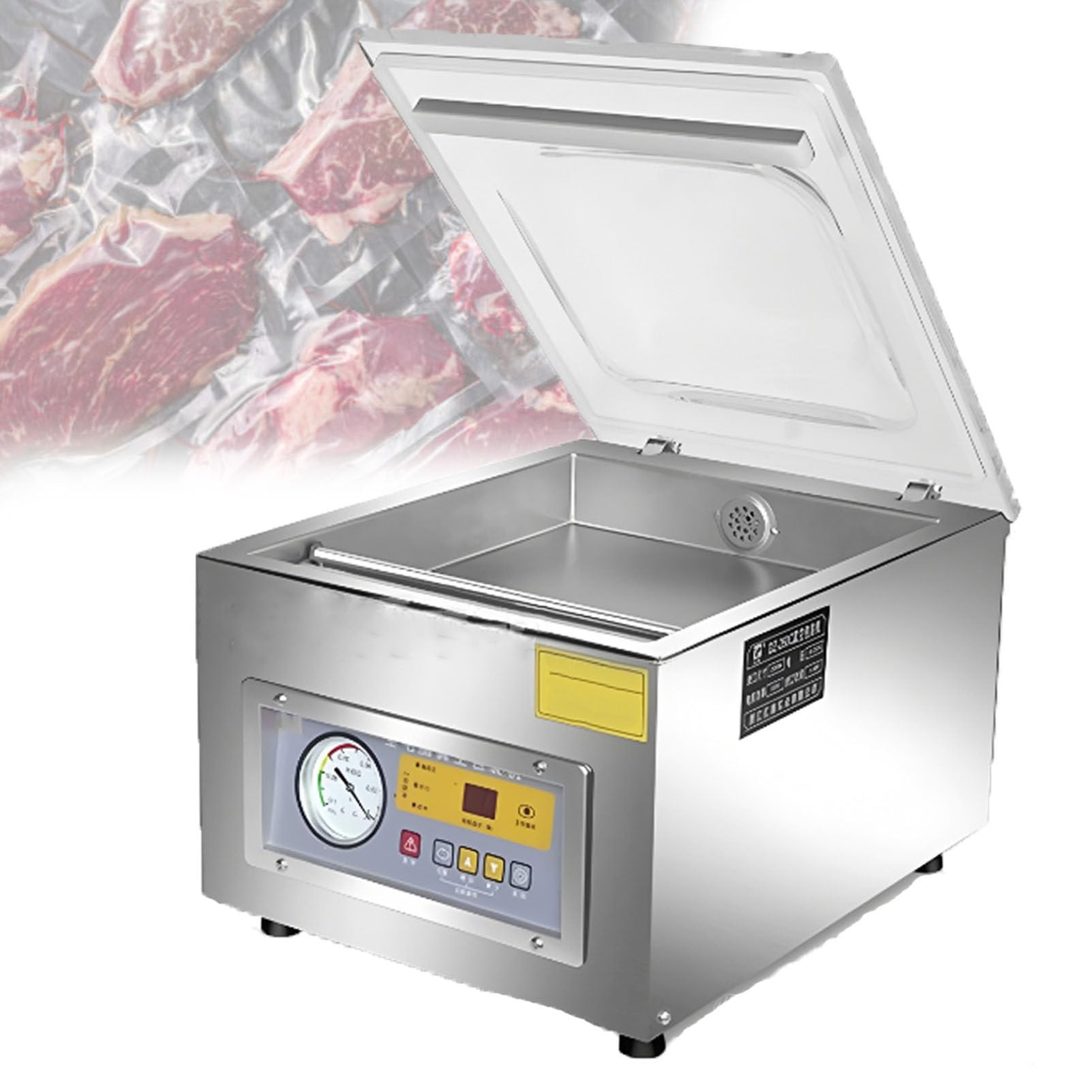 Selladora Al VacíO con CáMara De Acero Inoxidable, Barra De Sellado De 13 Pulgadas, MáQuina De Envasado Al VacíO AutomáTica, Control Digital, para Conservar Alimentos