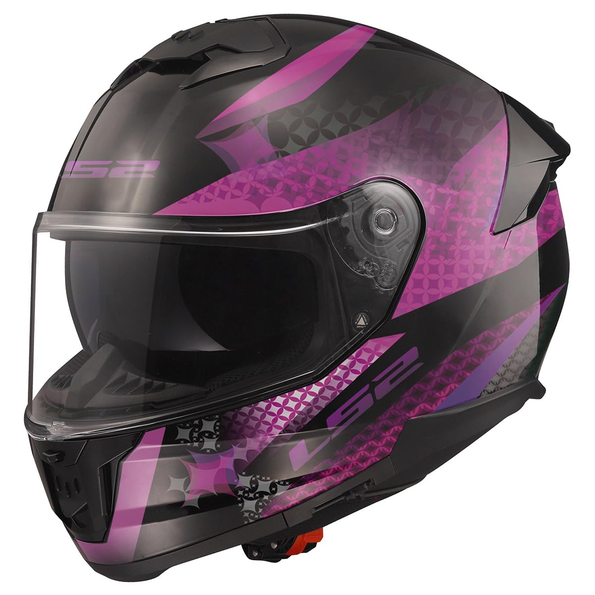 LS2 Helmets Stream II Full Face Motorcycle Helmet W/SunShield (Matte Lux Black/Pink - X-Small)