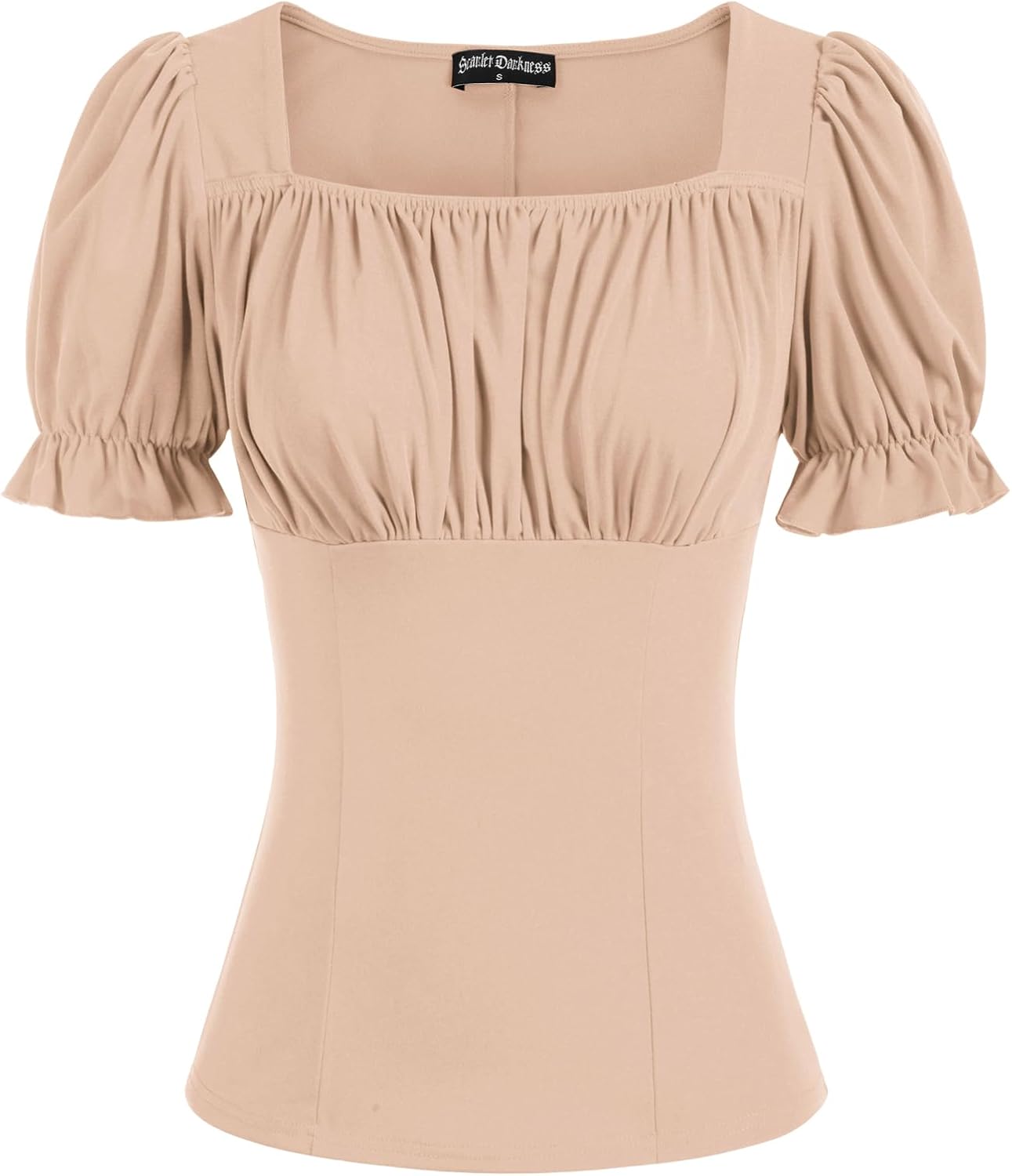 Scarlet Darkness Peasant Tops for Women Vintage Puff Sleeve Square Neck Renaissance Shirt