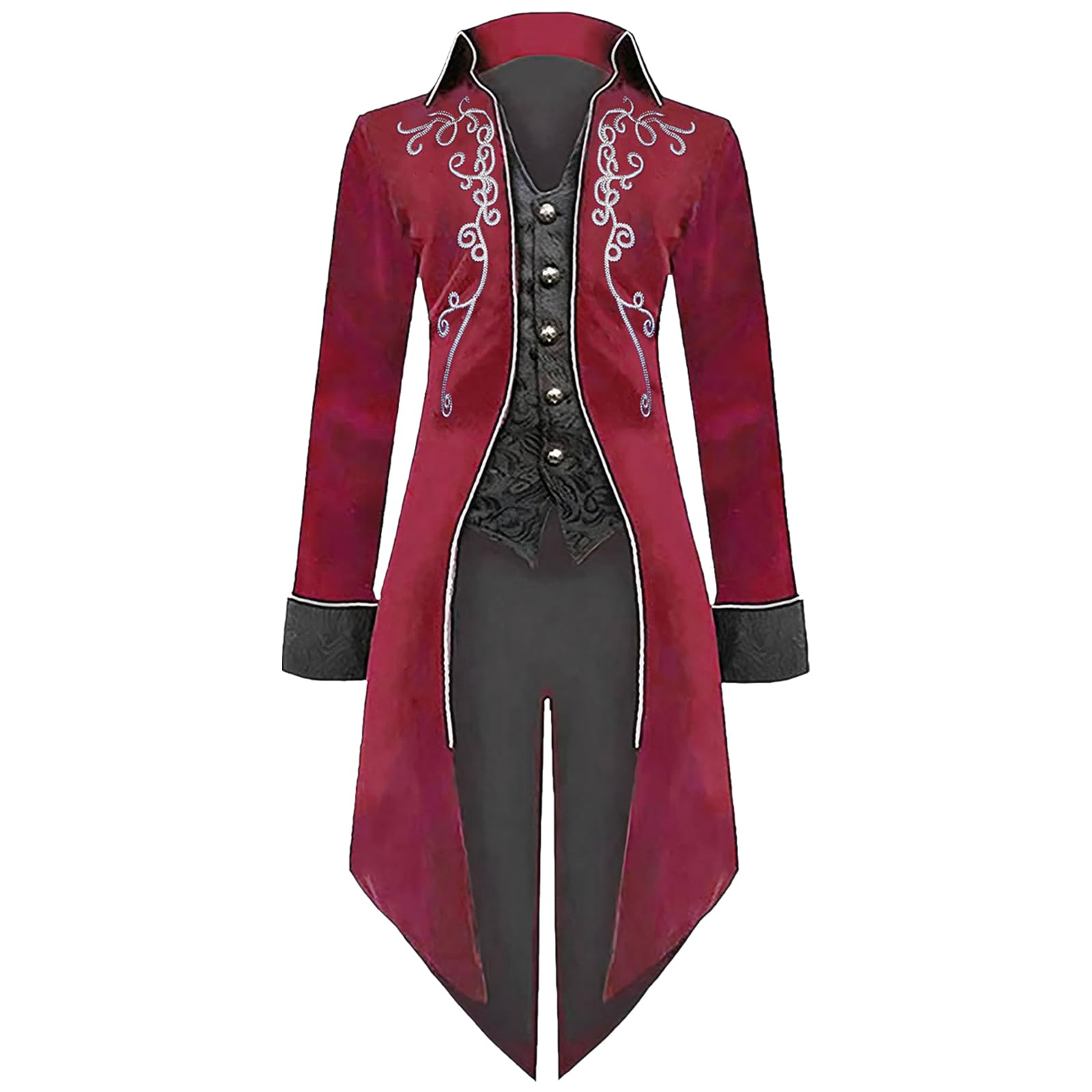 Cappotto vintage gotico da uomo, giacca steampunk medievale, vittoriano, rinascimentale, retrò, vintage, ricamo, per feste di Halloween, cosplay, pirata, vampiro, costumi per adulti