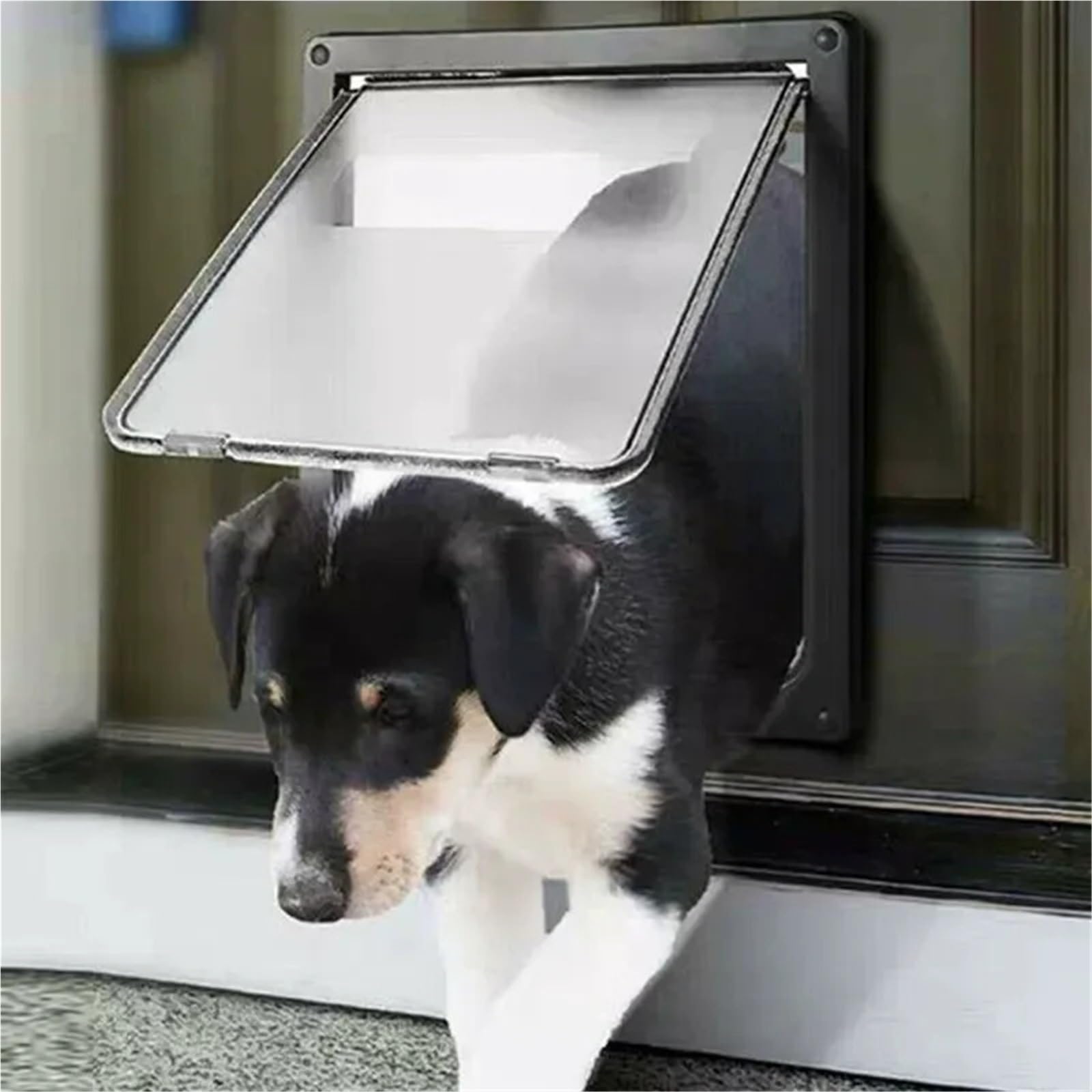 Gateras para Puertas Cerradura Inteligente for Puerta de Mascotas, Entrada/Salida Seguridad silenciosa for Gatos, Perros, Kit plástico ABS, Puertas mosquiteras(S 34x28cm White)