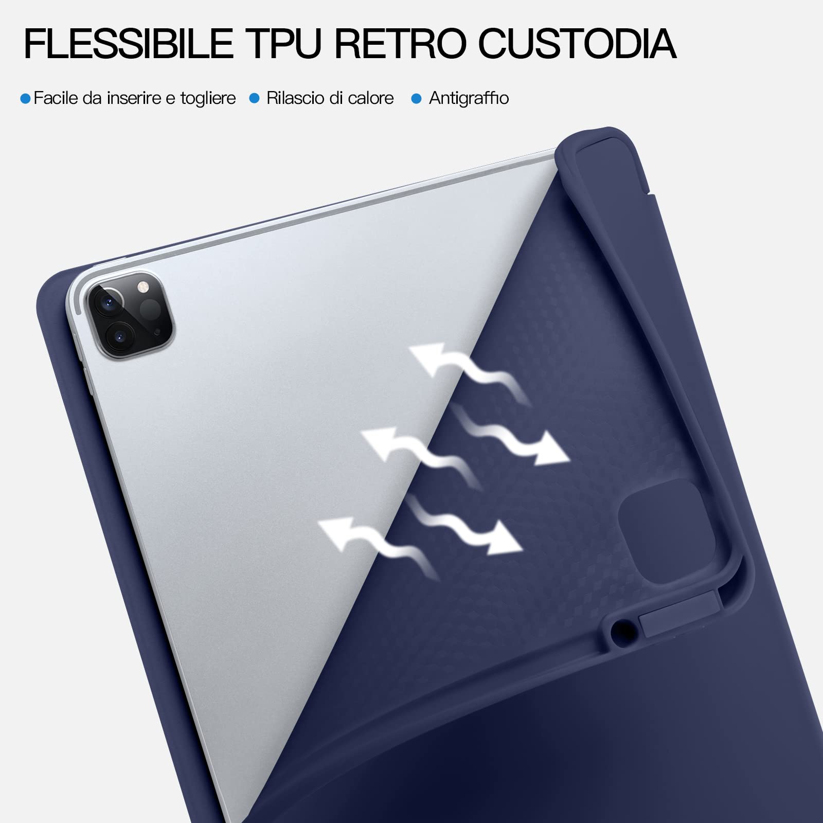 Vobafe Custodia Compatibile con Cover iPad PRO 11 2022/2021/2020/2018, a Tre Ante con portapenne per iPad PRO 11 Pollici, Supporto 2. Gen Pencil, Attivazione/Disattivazione Automatica, Blu