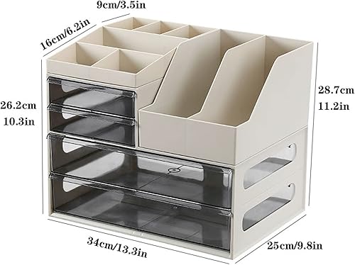 Miniatura 2 de KIZQYN Estante de archivos apilable organizador de escritorio 5 niveles con cajones para oficina escuela dormitorio sala de actividades organizador