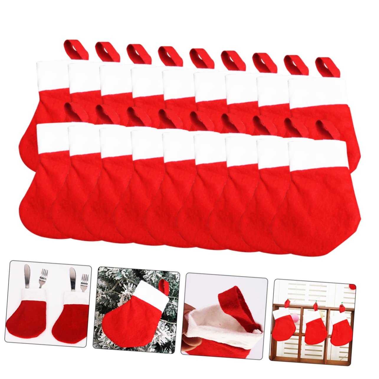 64stücke Mini Weihnachtsstrümpfe Aus Rotem Und Weißem Material Weihnachtsdekoration Für Baum Kamin Oder Party Zum Befüllen Mit Süßigkeiten Und Kleinen Geschenken