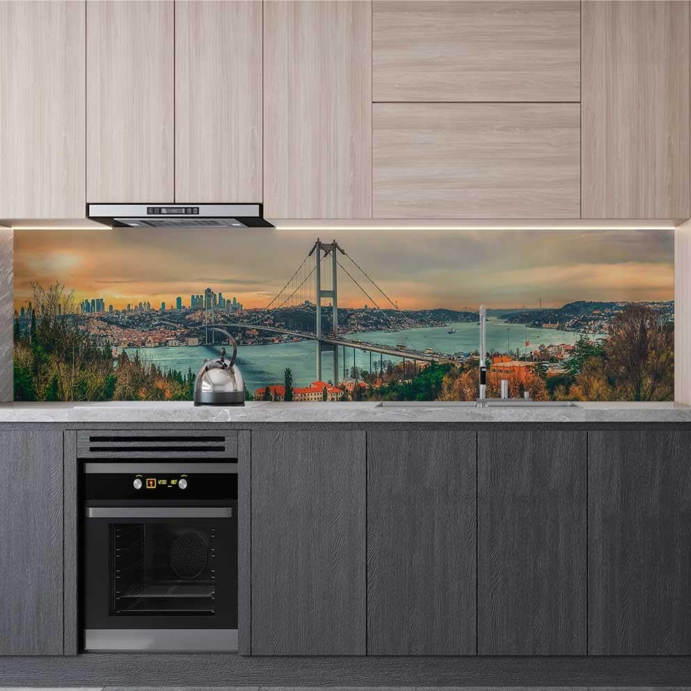 Mutfak Tezgah Arası Folyo Fayans Kaplama Folyosu istanbul Köprü 60x300 CM