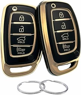 REPROTECTING TPU Key Fob Cover Compatible with 2016-2021 Hyundai Elantra Elantra GT Ioniq Sonata Tucson《not for Keys with Eject/fold Buttons》 (Black/Black)