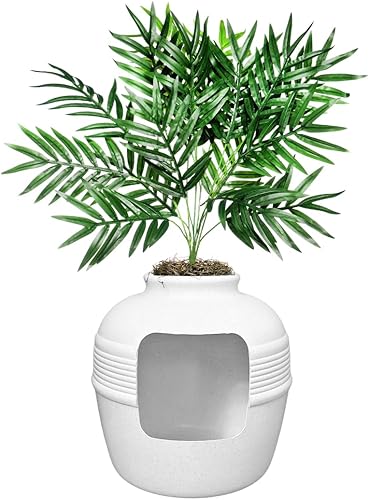 Miniatura 3 de Good Pet Stuff Kit original de caja de arena oculta y forro reutilizable, maceta redonda cerrada con plantas artificiales, sistema de filtro de olor