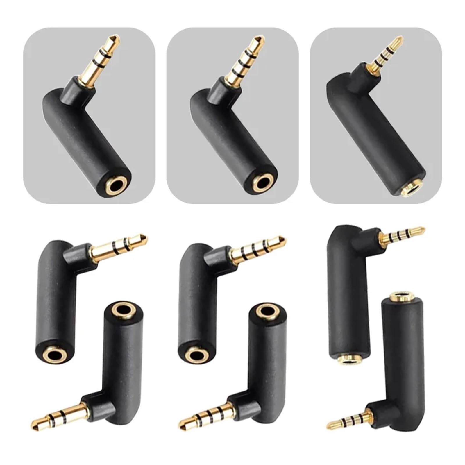 Connecteur plaqué or 3.5 Jack droit, adaptateur d'angle mâle à femelle 90 degrés, prise de Conversion Audio stéréo pôles et 4 en forme L ESSEIEIE(4pole 3.5mm,20PCS)