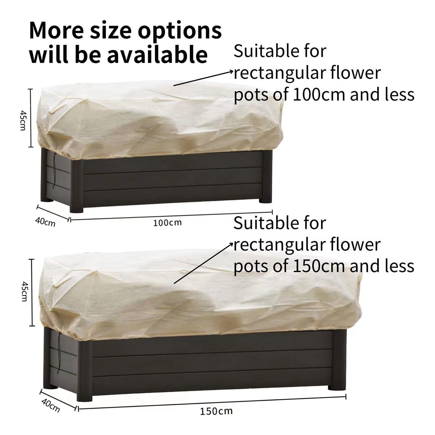 Protège-Pot Rectangulaire Protège les Plantes sur le Balcon, L'Appui de Fenêtre et les Jardinières de Patio Contre le Gel et le Vent 2 Pièces Cloche de Protection pour Plantes Réutilisable