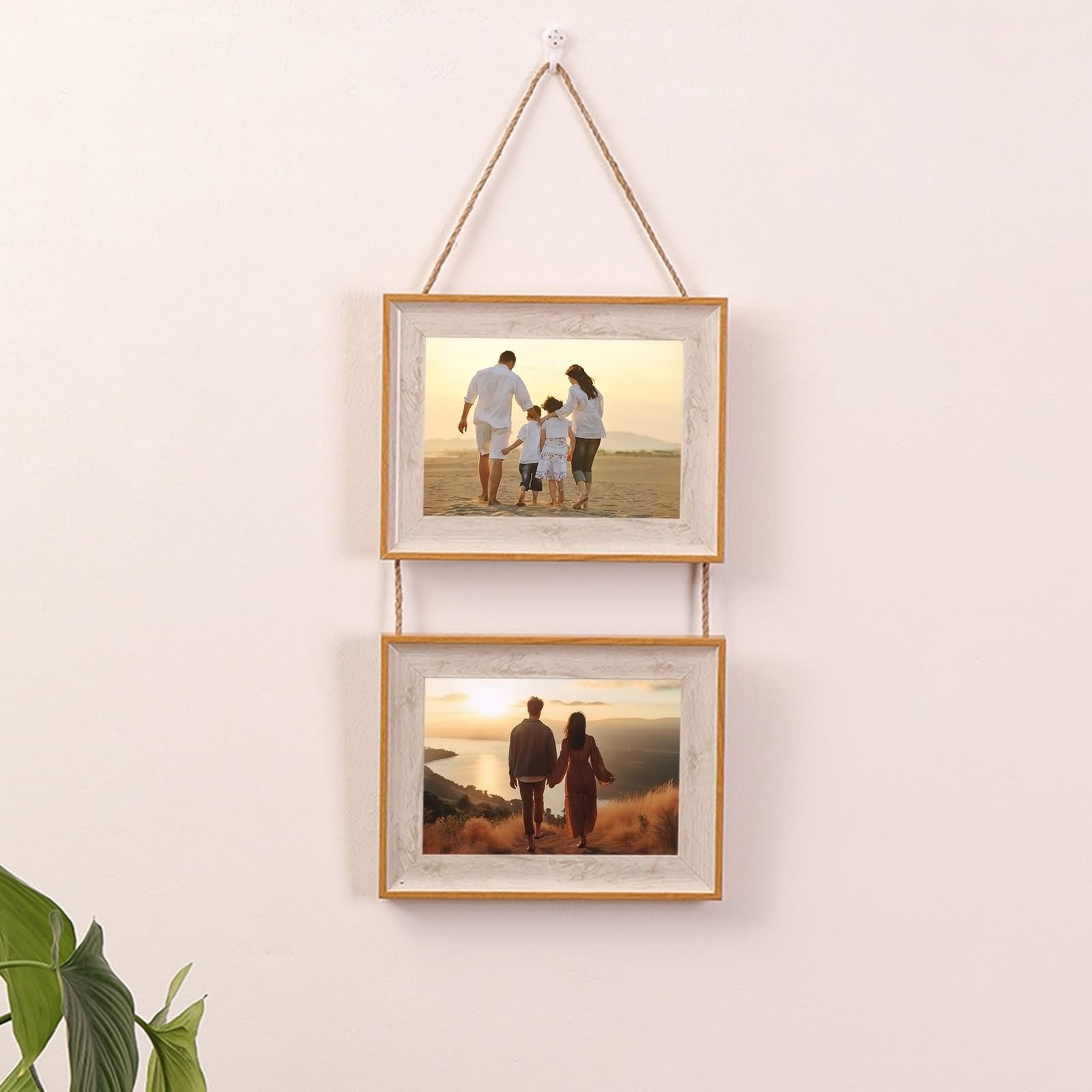 Photo Frame, Picture Frames Vintage Weißes Holz Rechteckig 2 Fotos An Der Wand Horizontalen Anbringung für Wandmontage aus Acryl 9x13cm