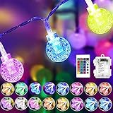 Eruibos Van Lichterkette Kugeln Bunt 8M, 60LED Lichterkette Batterie mit Fernbedienung 8 Modi Wasserdicht Außen Innen für Weihnachten, Party, Garten, Hochzeit, Balkon, Zimmer Deko