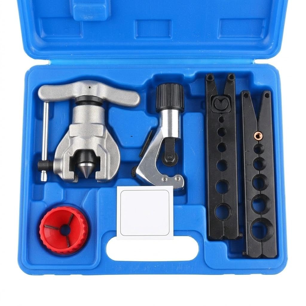 ARCSUN Bördelwerkzeug Set Klimaanlage 5-19mm 1/8-3/4 Zoll Exzentrisches Bördelgerät Kupferrohr-Expander mit Rohrschneider(Eccentric Flaring Tool CT-806AM-F)