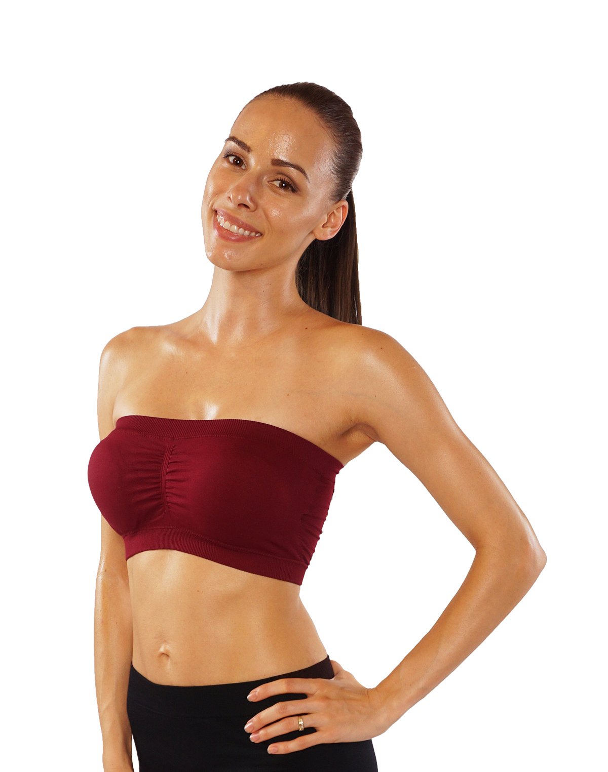ITZON Woman`s Seamless Bandeau Bra Top B05