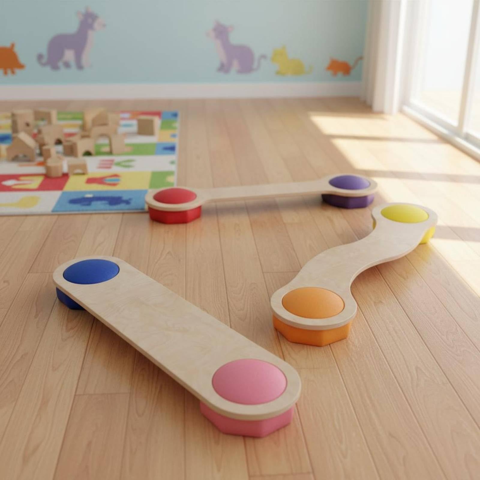 Gralara Tavola di Equilibrio Bambini Tavola Balance Tavola Allenamento Piastra Sensoriale Set in Legno con Costruzione Levigata, 18 Mm, Set Di Tre Pezzi In Legno