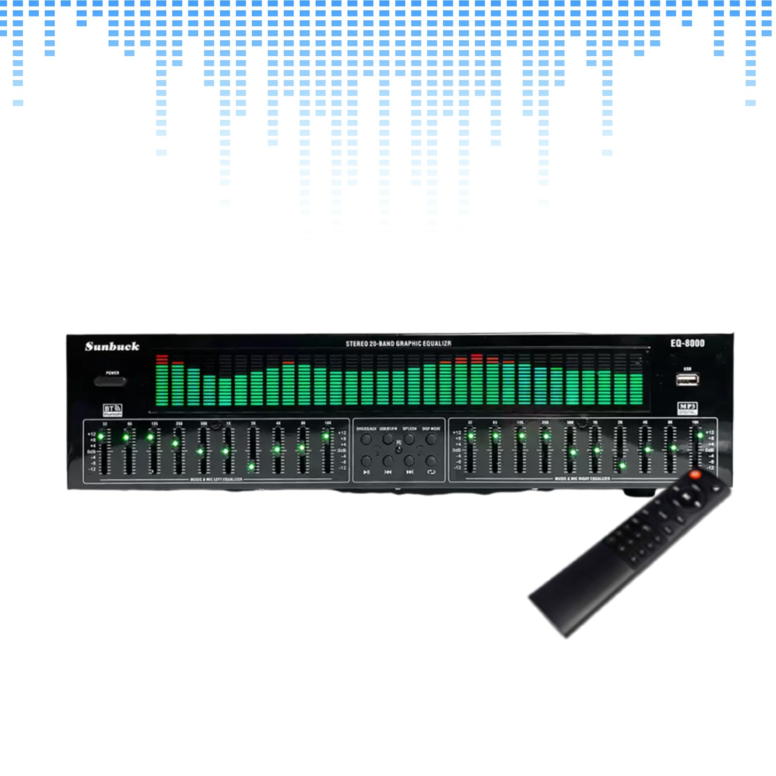 Ecualizador Profesional De Doble Canal, Ecualizador Gráfico De 31 Bandas, Decodificación De Audio Digital Óptico Coaxial Bluetooth 5.4, con Ajuste Independiente De Graves, Medios Y Agudos