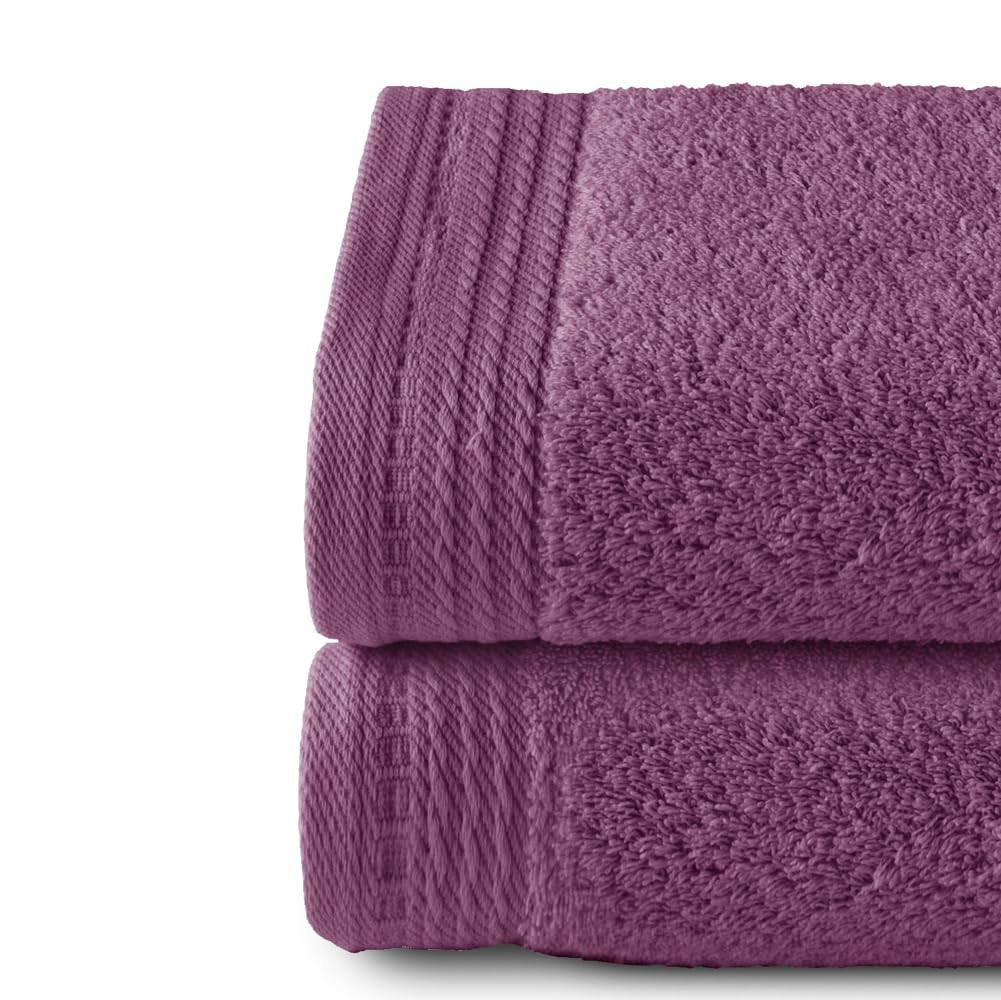 Top Towel - Premium - Large Bath Towels - Bath Towels -2 Hand Towels -50 x 100 cm - 100% Cotton - 600 g - Eggplant - Image 2