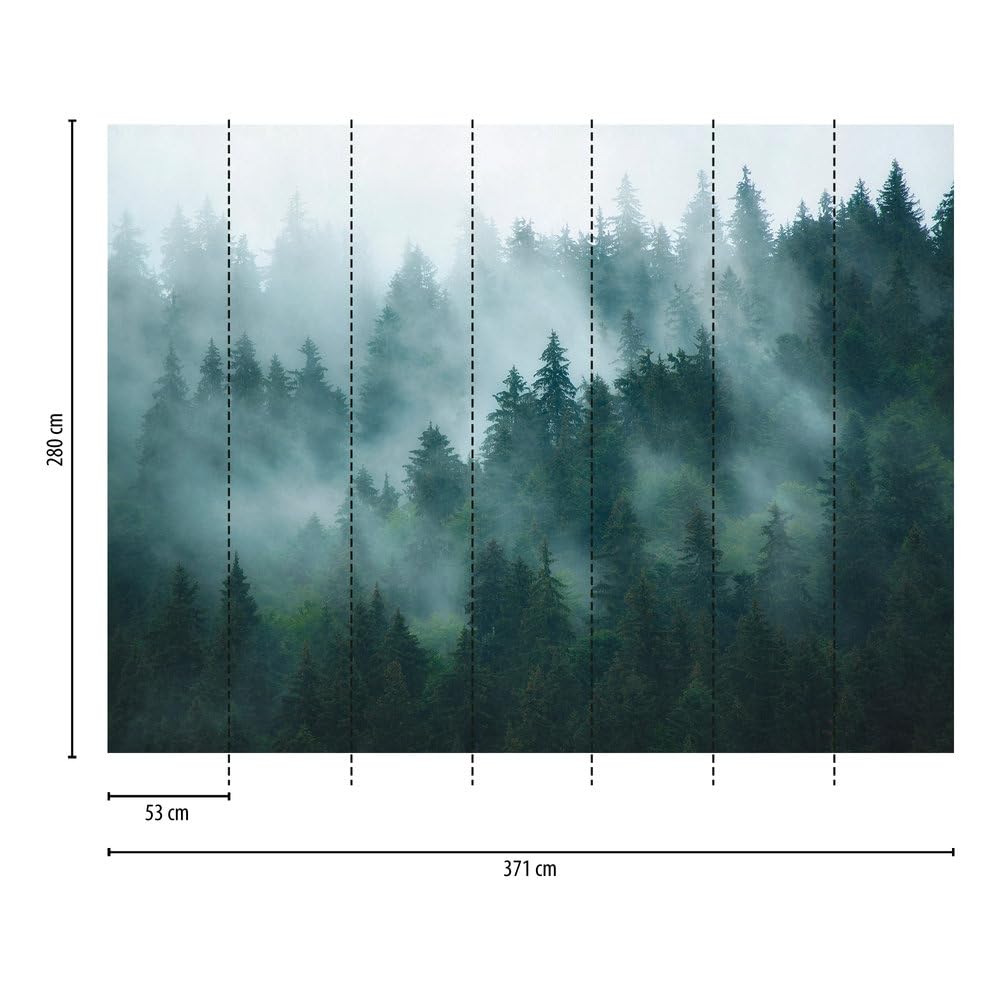 Livingwalls Fototapeta natura w kolorze zielonym, niebieskim, petrol – wysokiej jakości tapeta flizelinowa 398981 z motywem na 3,71 m x 2,80 m – Made in Germany