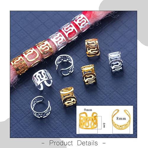 Miniatura 2 de NAISKA 100 piezas de joyería para rastas, pinzas para trenzar el cabello, cerraduras de terror, joyería de metal para trenzar el cabello para