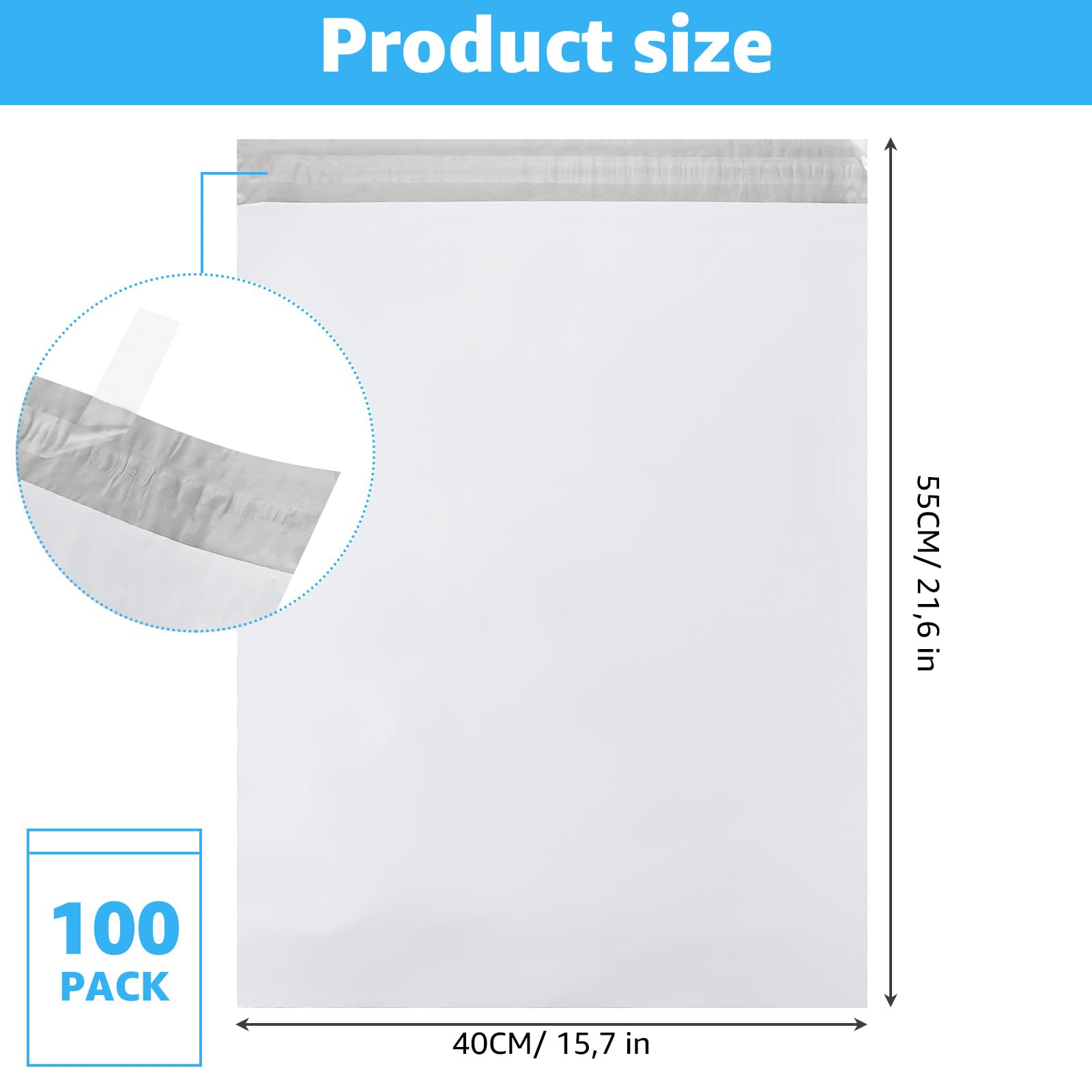 100 Stück Versandtaschen Plastik, 40×55 cm Versandbeutel Blickdicht Selbstklebend Versandtaschen Warensendung Versandtüten für Kleidung Logistikverpackungen Transport Verpackungskarton