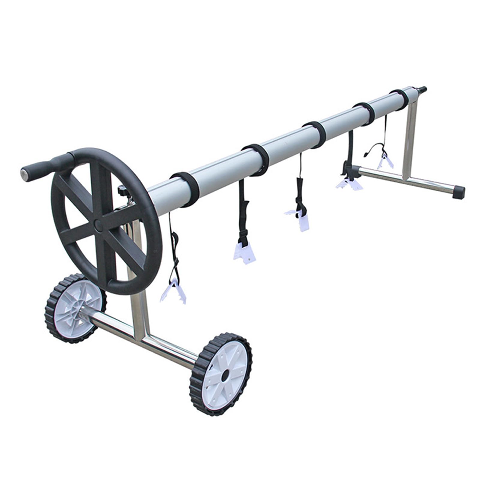 JXYQ Pool Cover Reel Telescopic Aluminum Pool Cover Roller Reel Rewinder on Wheels with Hand Crank Solar Cover Reel for Inground Swimming Pools