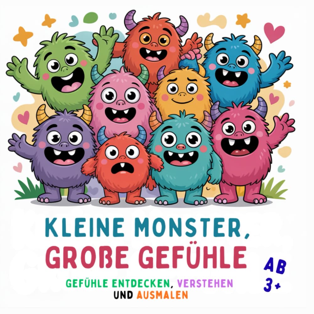 Kleine Monster Große Gefühle: Gefühle Entdecken, Verstehen und Ausmalen, 50 Bilder, ab 3Jahren