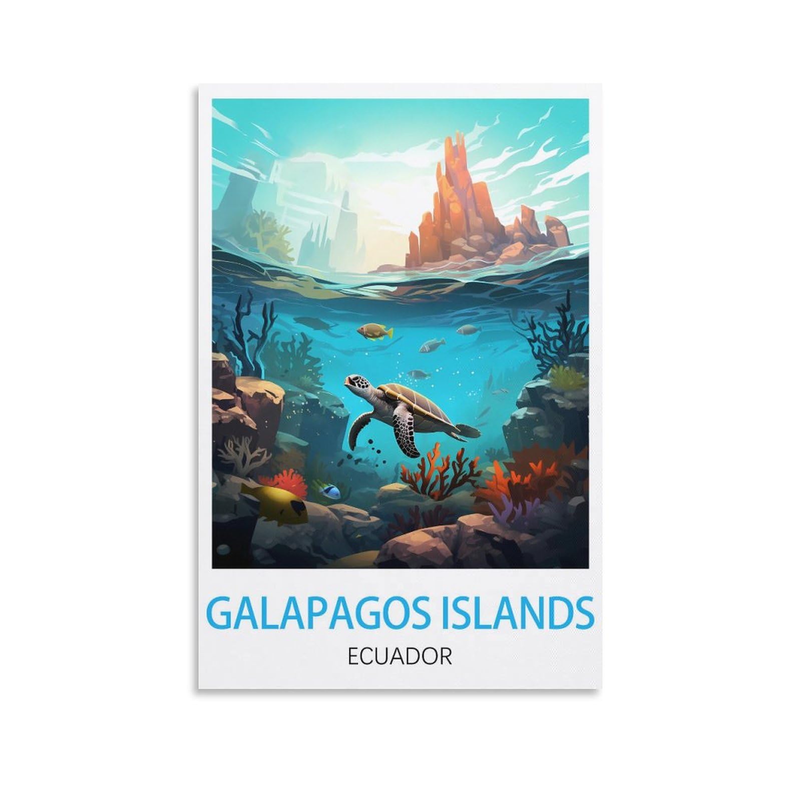 Galapagos Islands Ecuador Vintage Travel Posters 24x36inch(60x90cm) Canvas Print for Living Room, Bedroom, Dorm, Home, Office Wall Decoration