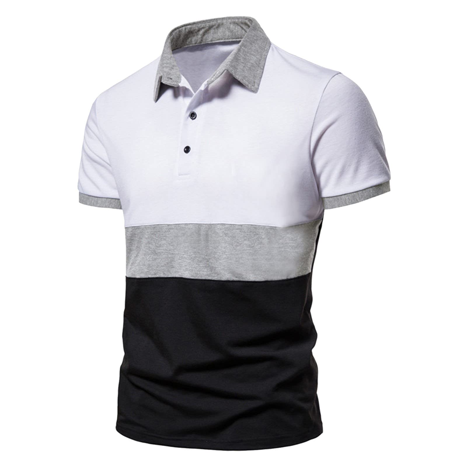 Mens Slim-Fit Tech Stretch Polo Shirt Striped Polo Shirt Quick Dry Casual Golf Shirt Short Sleeve Collared T Shirt