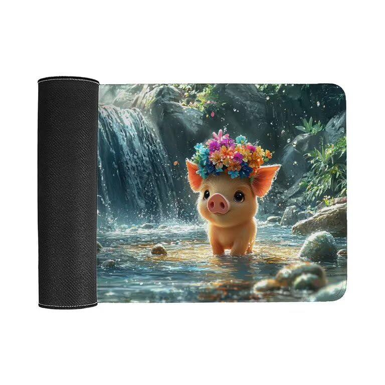 Tappetino Mouse Gaming XXL 1600 x 800 mm Tappetino Antiscivolo Sottomano Da Scrivania Per Mouse e Tastiera, Con Base In Gomma Antiscivolo, Lavabile, Mouse Pad Cascate maiali, Regalo per Uomo L-819