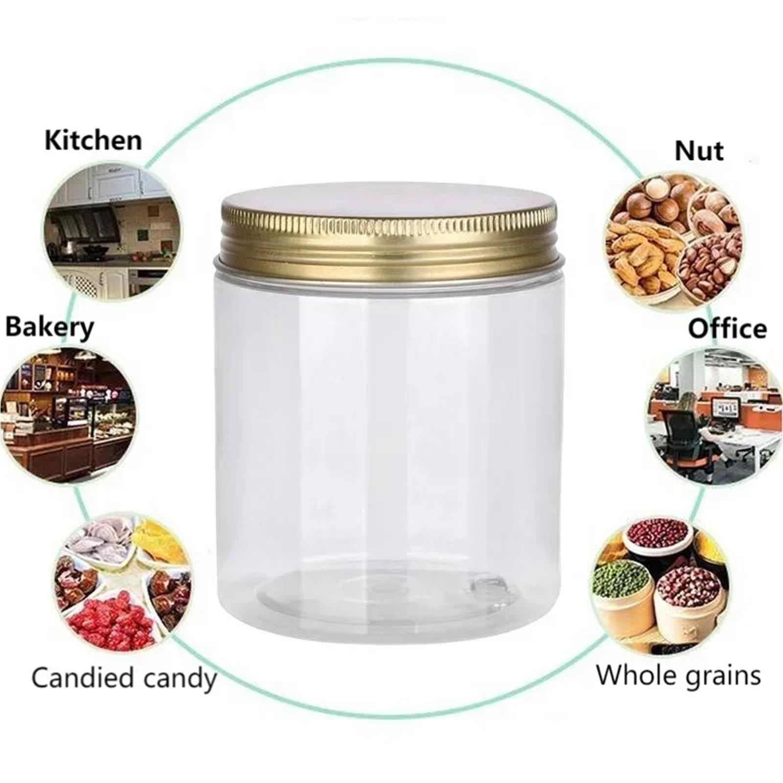 Botes Mermelada 20 tarros de plástico PET transparentes 250 ml con tapas aluminio doradas o plateadas for cosméticos, cremas faciales, alimentos, suministros for el hogar(Silver-lid)