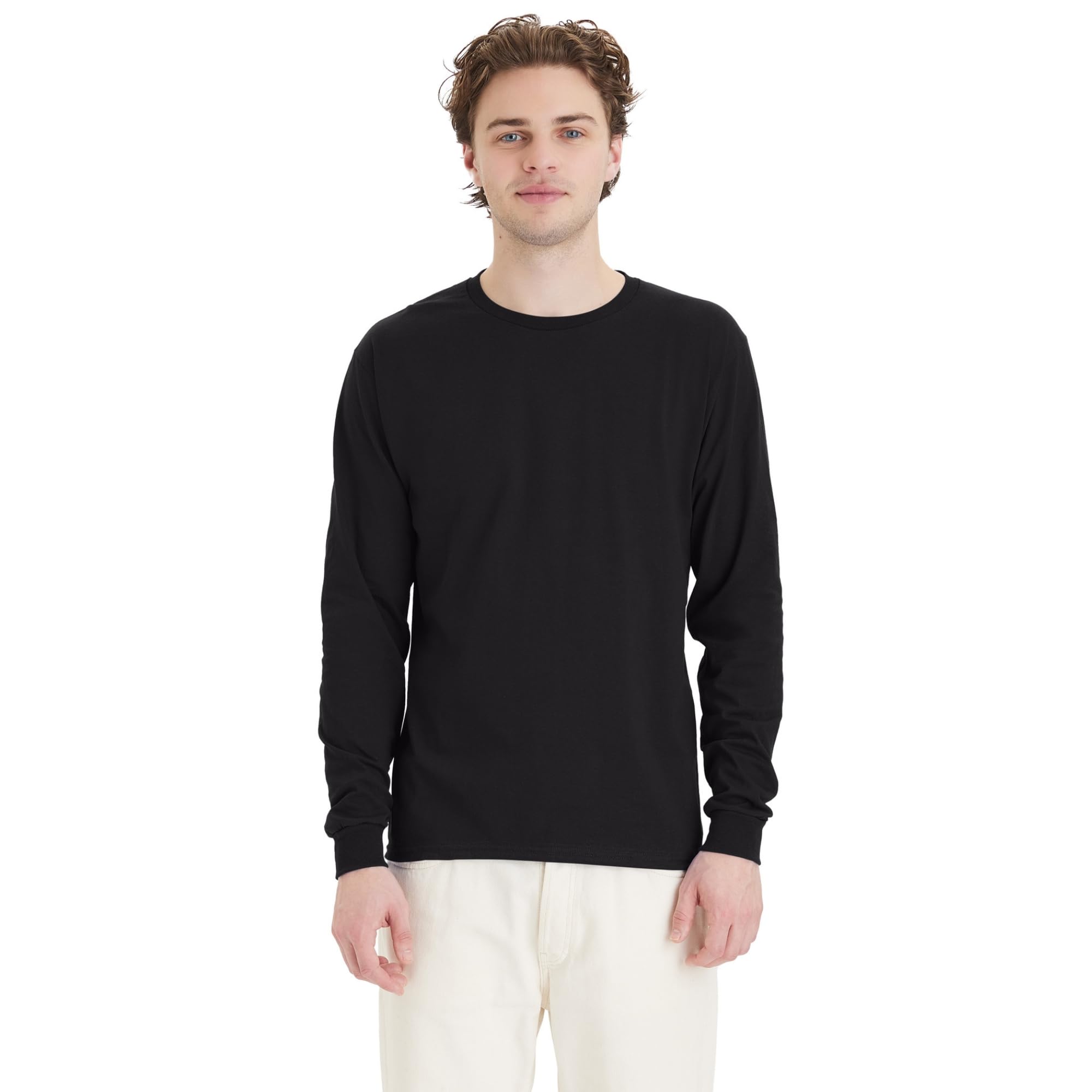 HanesMen's Essential-T Long-Sleeve T-Shirt 4-pack, Men’s Long-Sleeve Tee, Super Soft Cotton T-Shirt, Multipack