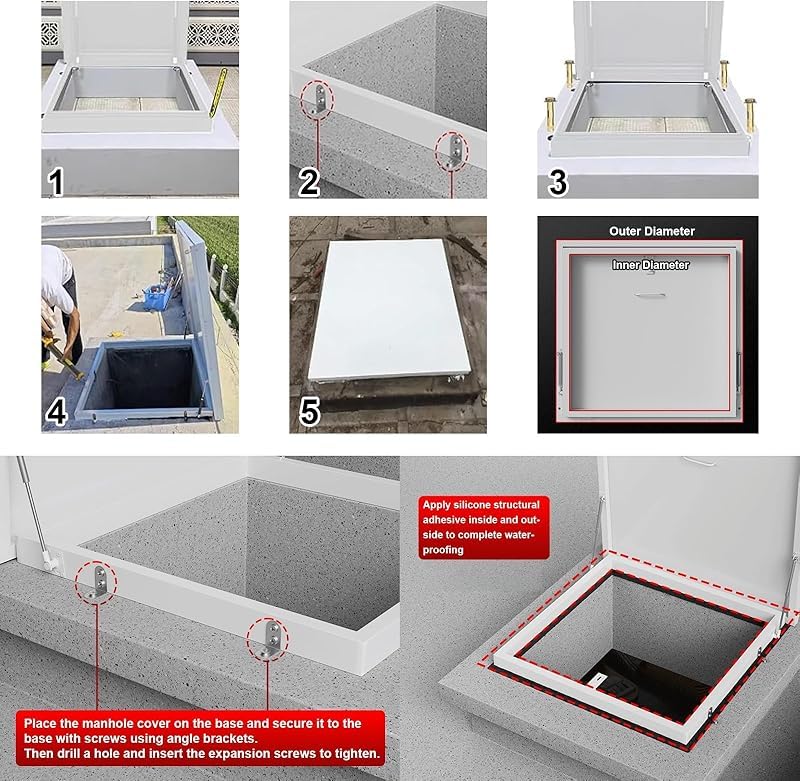 Claraboya de aluminio con varillas hidráulicas de 60 x 60 cm, diseño antirrobo, ventilación de eficiencia energética para techos residenciales, ventana de techo de metal ideal