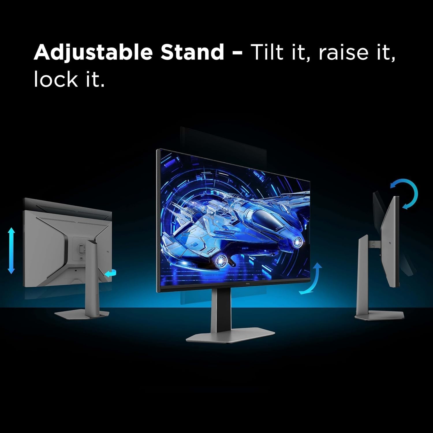 TCL 32" G64 Series QHD HDR QD-Mini LED, 2560x1440, 180Hz, 1ms GTG, AMD FreeSync, Built-in Stereo Speakers, Adjustable Stand, Gaming Monitor Black & Gray 32G64