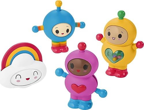 Fisher-Price Happy World Friends - Juego de 4 juguetes de actividades sensoriales para bebés y niños pequeños a partir de 6 meses