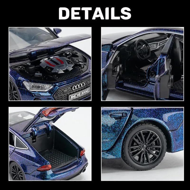 Image of Alokik Enterprise 1:32 Audii RS7 Sports Diecast Metal Pull Back Car with 6 Openable Doors with Sound and Lights Toy Decoration Car Best Gift Toys for Kids 【Color As Per Stock】
