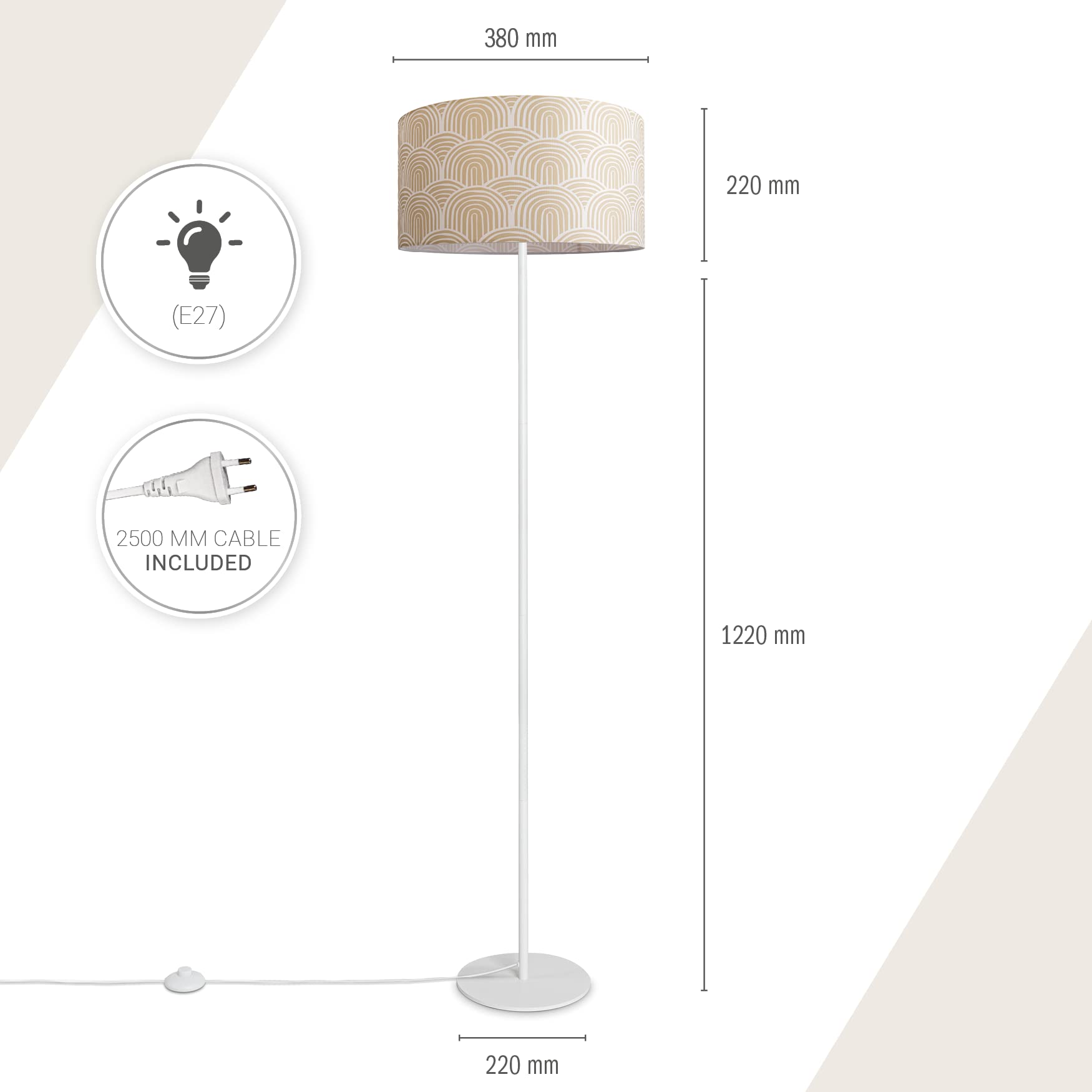 Paco Home - Lampada Da Terra Soggiorno Paralume Tessuto
