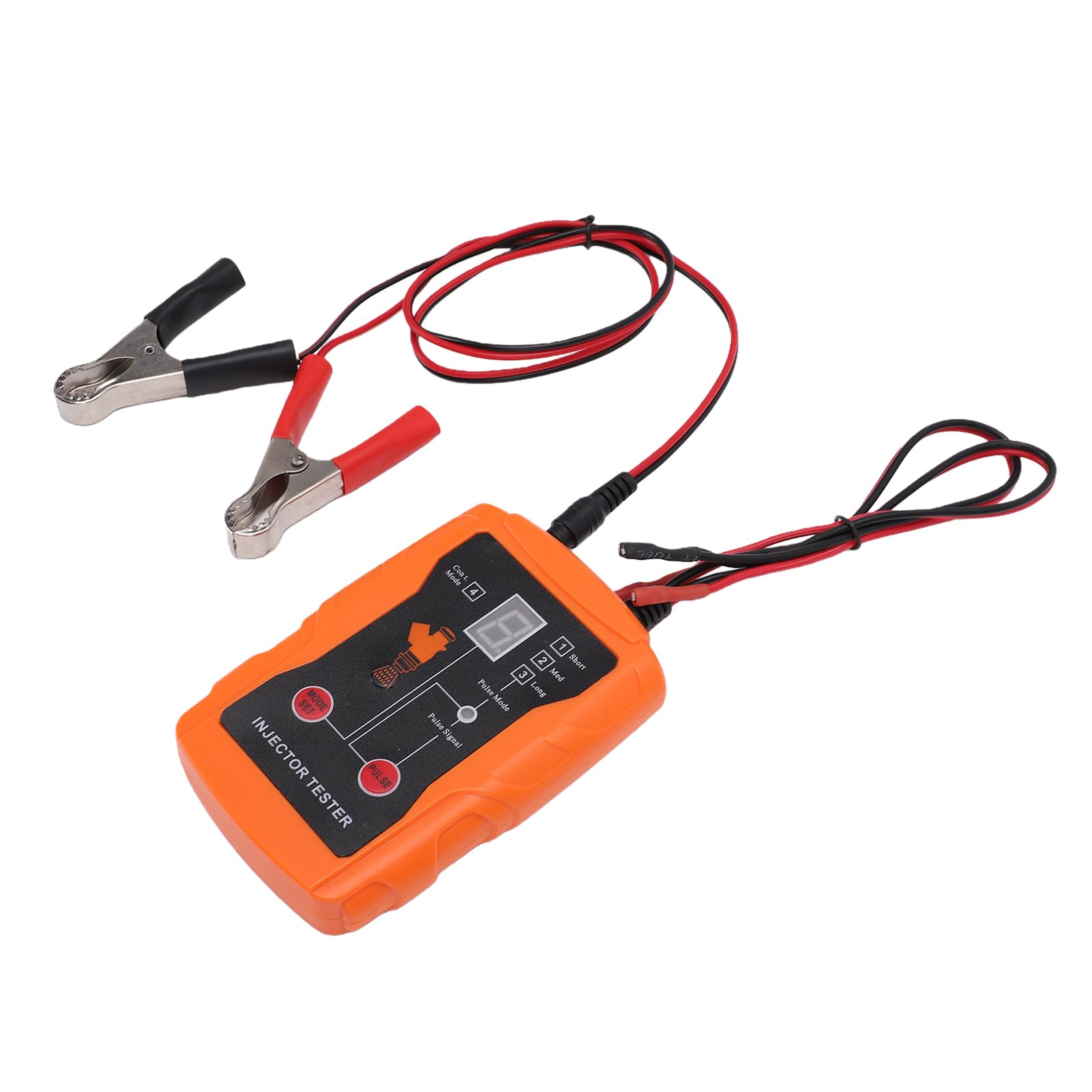 Alomejor Probador de Inyectores de para Automóviles, Construcción ABS, Función 2 en 1 con 8 Adaptadores y Modos de Pulso, Ideal para Mantenimiento y Limpieza de Vehículos (Orange)