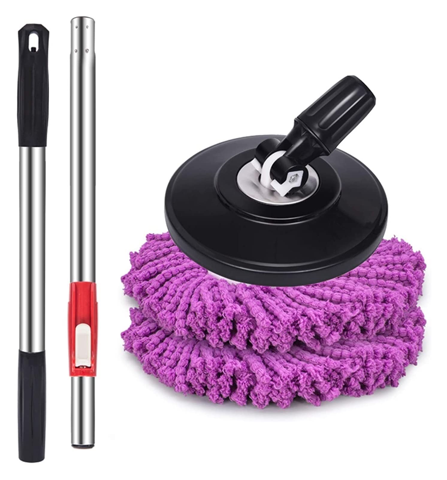 rotary mop, Wet and dry mop 360 Degree Rotatable Adjustable Triangle Cleaning Mop, Rotating Heads cleaning(Black,Type B mop head 2 piece)