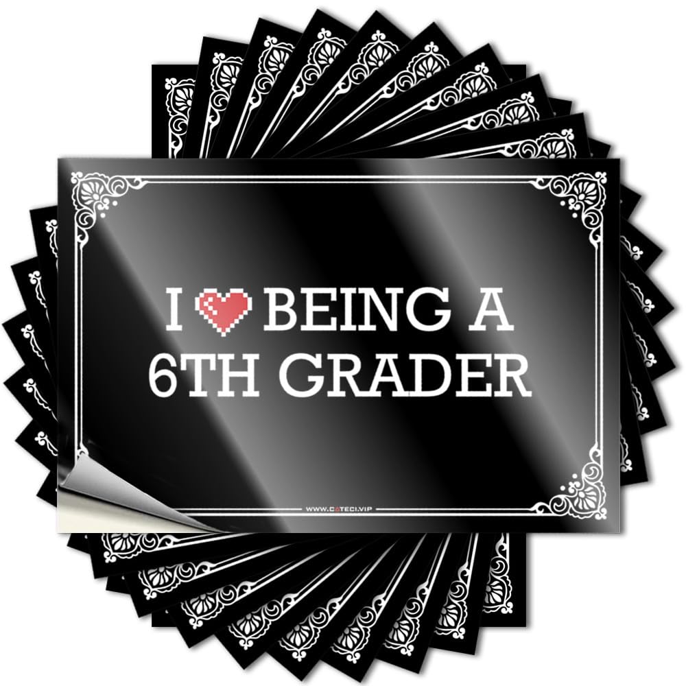 Funny Sticker Laptop Bookish I Love Being A 6th Grader for Christmas - Sweet Easy Peel Removable(6X9CM)