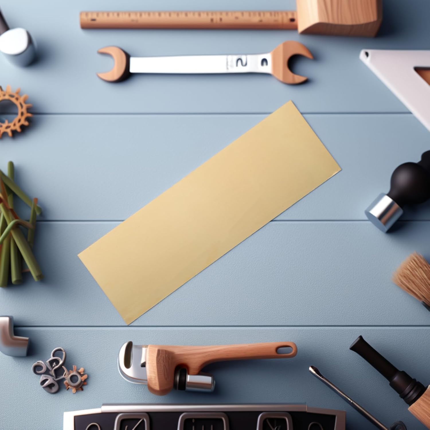 GALPADA H62 Brass Flat Sheet 0.5mm Thick 100mm X 300mm Corrosion-Resistant Solid Brass Plate for Electronics, Home Improvement, and Craft Projects