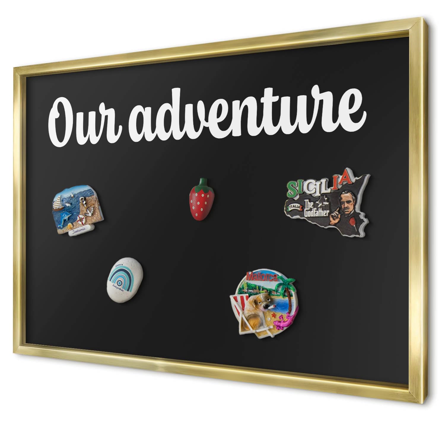 Explorer Magnetic Board 60x40 cm | Gold Frame | Our Adventure