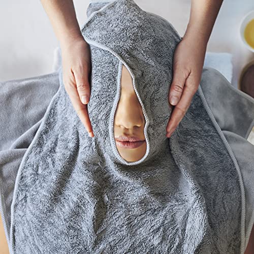 Toallas faciales profesionales de microfibra con diseño dividido para spa, suministros de esteticista de vapor, herramientas de salón y peluquería (gris)