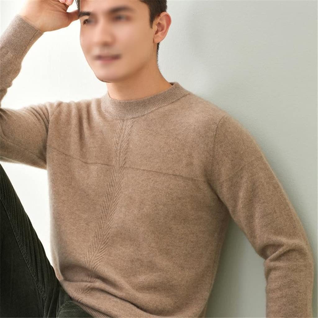 Pull automne cachemire pull homme col rond marron manches longues