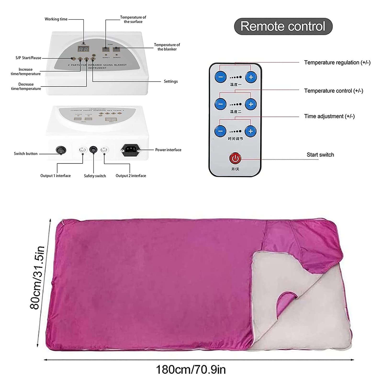 Manta de sauna personal portátil, sauna de infrarrojos profesional, manta adelgazante, dispositivo de desintoxicación de sudoración, spa personal para el cuidado de la salud, sudoración, aliviar