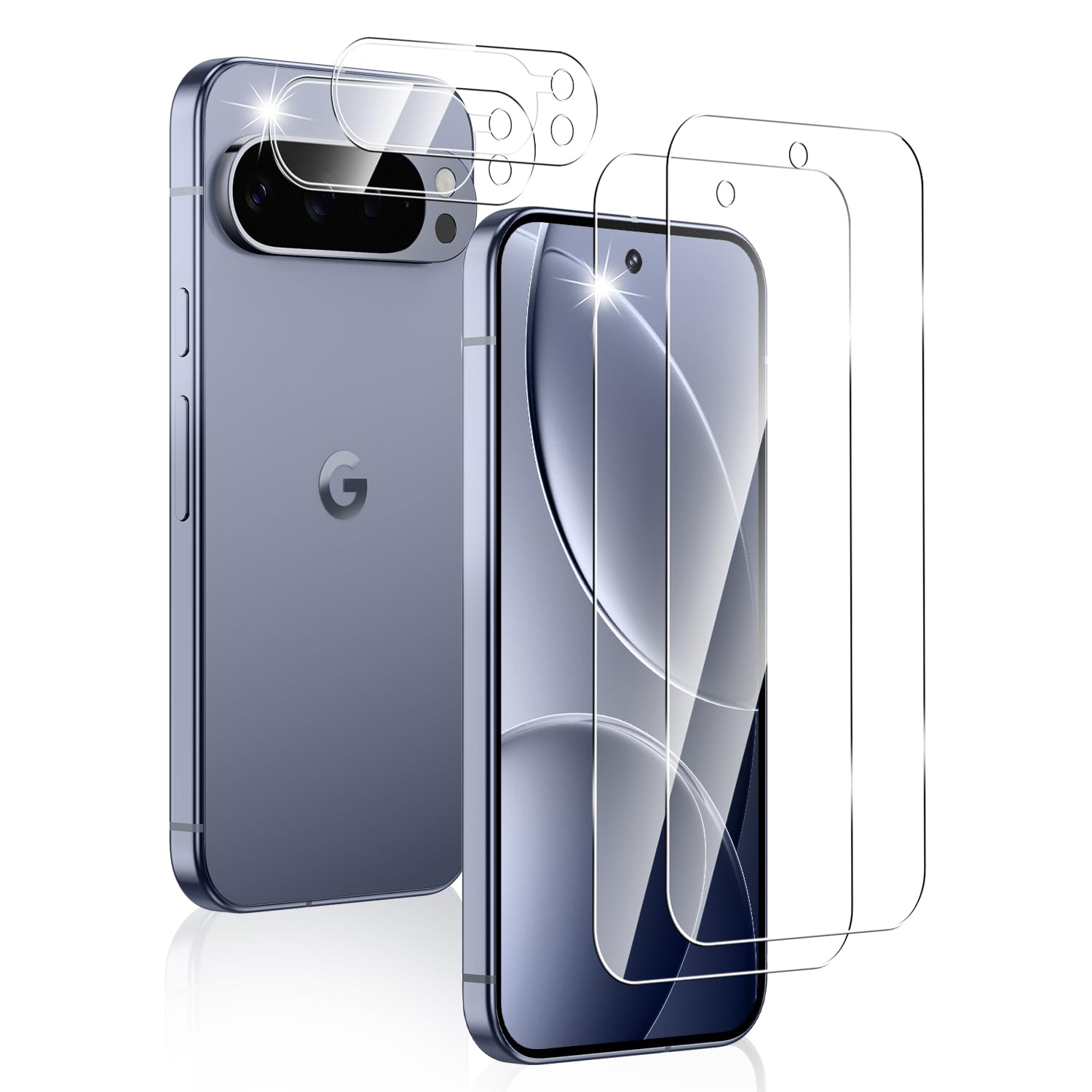 Sungale Google Pixel 10 Pro XL ガラスフィルム 2枚+カメラフィルム2枚 指紋認証対応 強化ガラス 全面保護 旭硝子製素材 レンズ保護 ケース対応 高光沢 Google Pixel 10 Pro XL フィルム